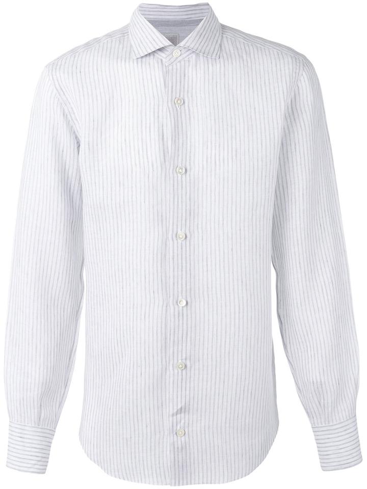 Eleventy - Striped Shirt - Men - Linen/flax - 39, Blue, Linen/flax