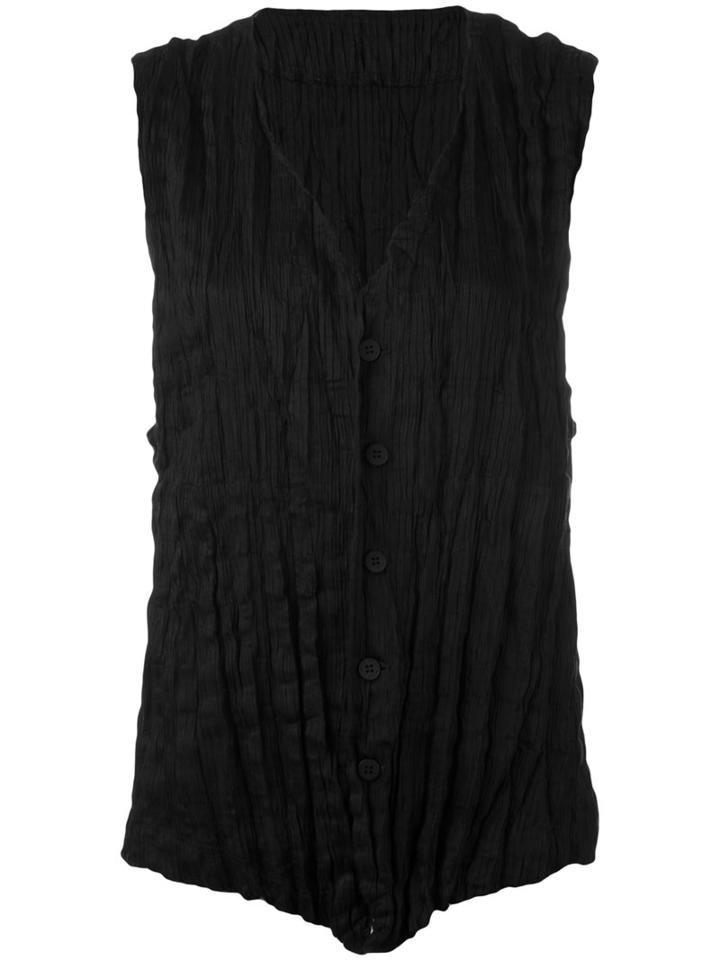 Issey Miyake Men - Pleated Waistcoat - Men - Cotton - 3, Black, Cotton