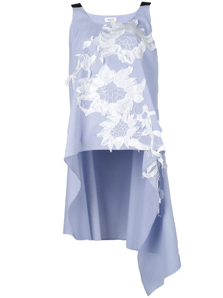 Aviù High-low Applique Sleeveless Tank Top - Blue