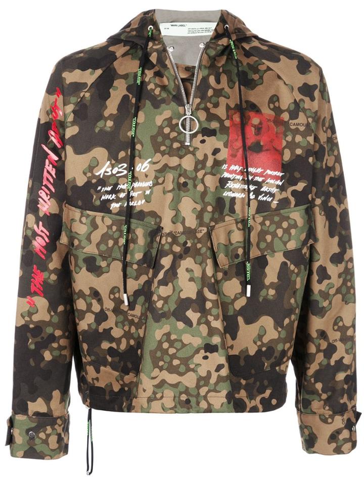 Off-white Camouflage Print Pullover Jacket - Green