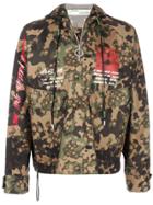 Off-white Camouflage Print Pullover Jacket - Green
