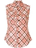 Miu Miu Checked Sleeveless Shirt - Pink & Purple