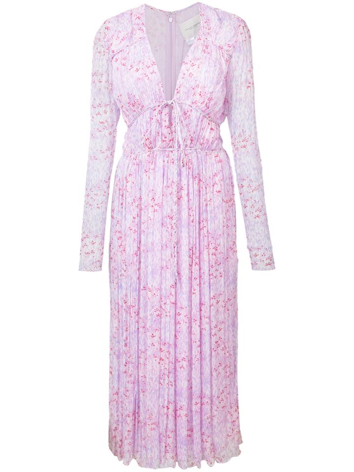 Carolina Herrera Plunge-neck Gathered Dress - Pink & Purple
