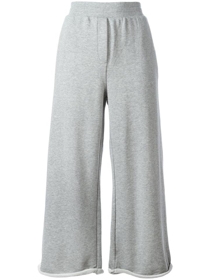 T By Alexander Wang Cropped Track Pants, Women's, Size: Medium, Grey, Cotton/polyester/modal