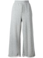T By Alexander Wang Cropped Track Pants, Women's, Size: Medium, Grey, Cotton/polyester/modal