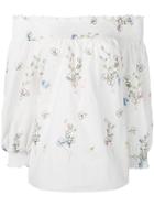 Blugirl Floral Embroidered Bardot Shirt - White