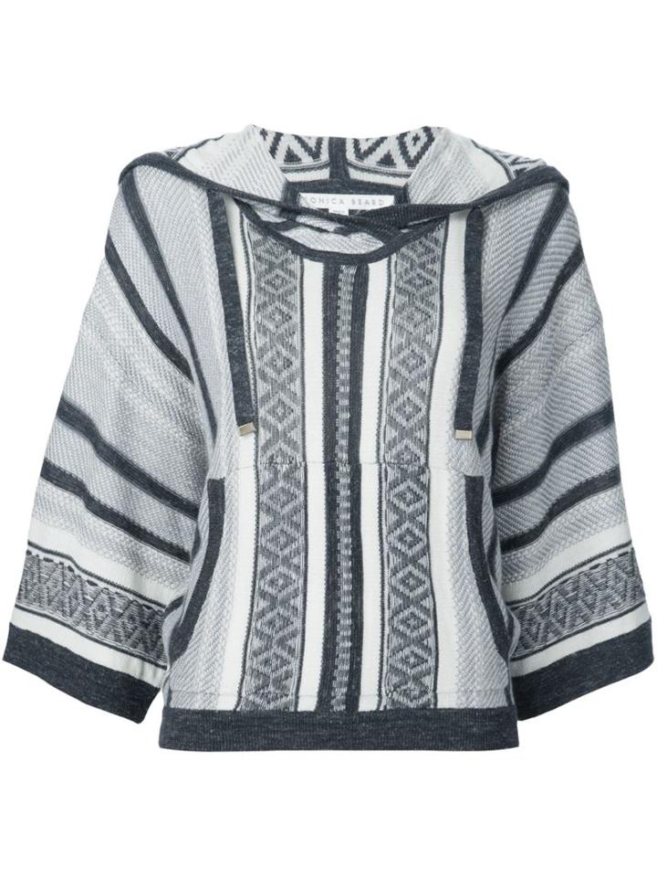 Veronica Beard Striped Hooded Jumper, Women's, Size: Small, Grey, Acrylic/wool