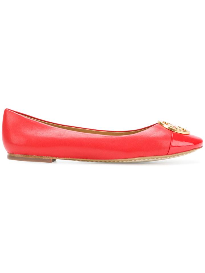 Tory Burch Logo Plaque Ballerinas - Red