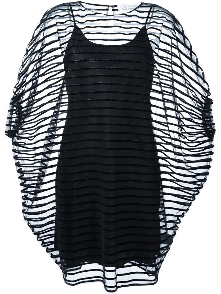 Gianluca Capannolo Sheer Striped Dress, Women's, Size: 42, Black, Viscose/polyester/nylon/silk