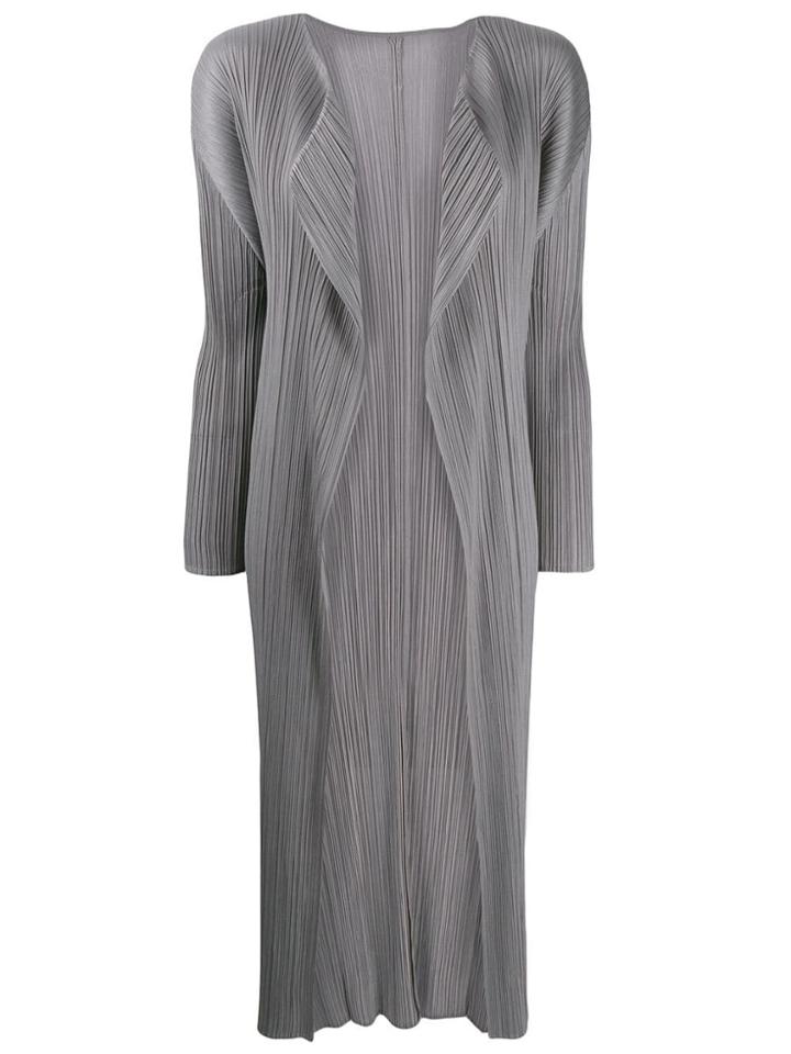 Pleats Please By Issey Miyake Lungo Con Tasche Coat - Grey