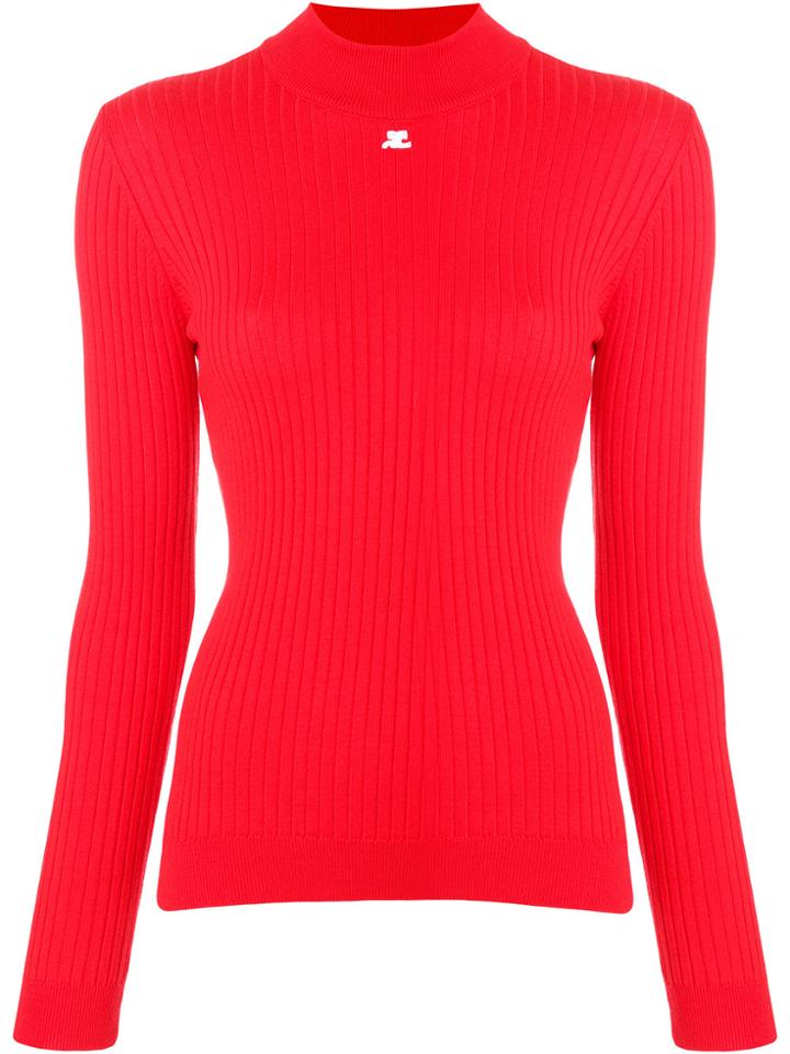 Courrèges Ribbed Fitted Sweater - Red