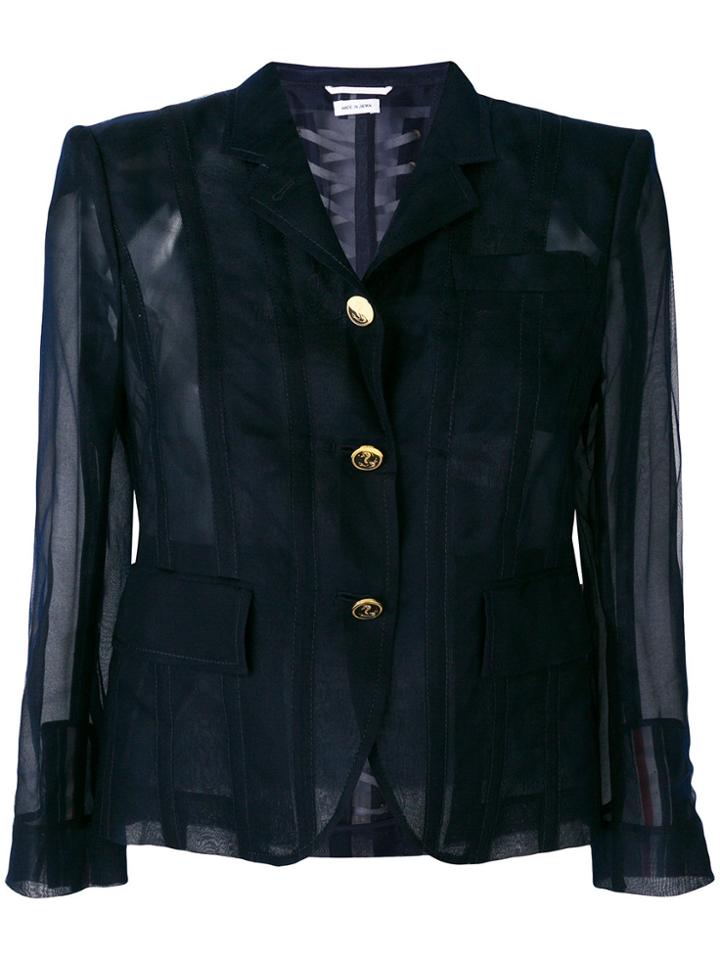 Thom Browne Sheer Cropped Jacket - Blue