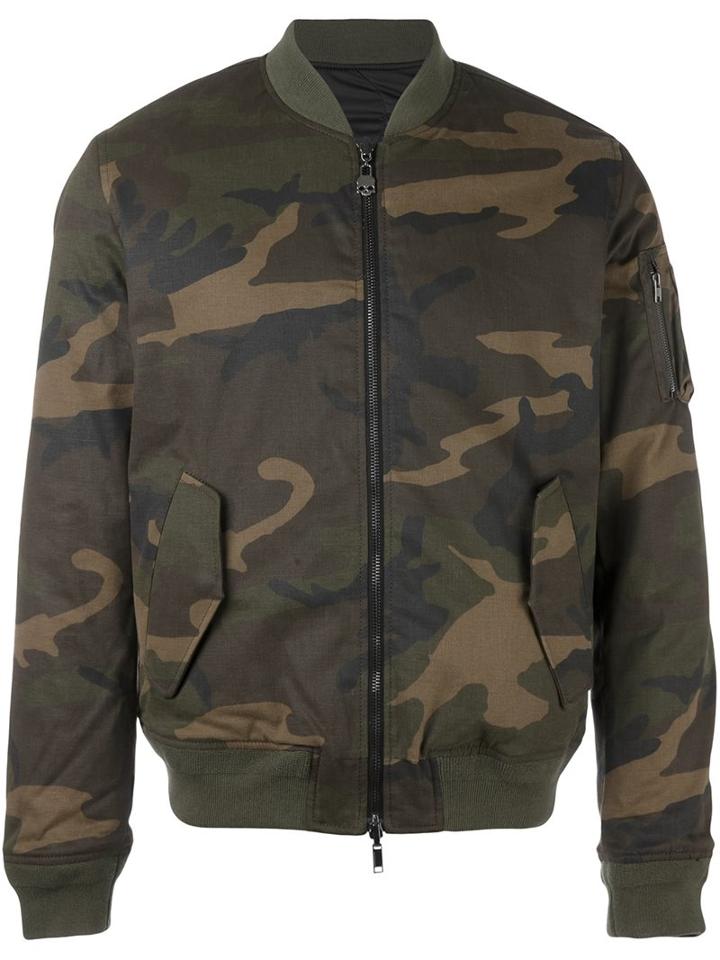 Hydrogen Camouflage Print Bomber Jacket