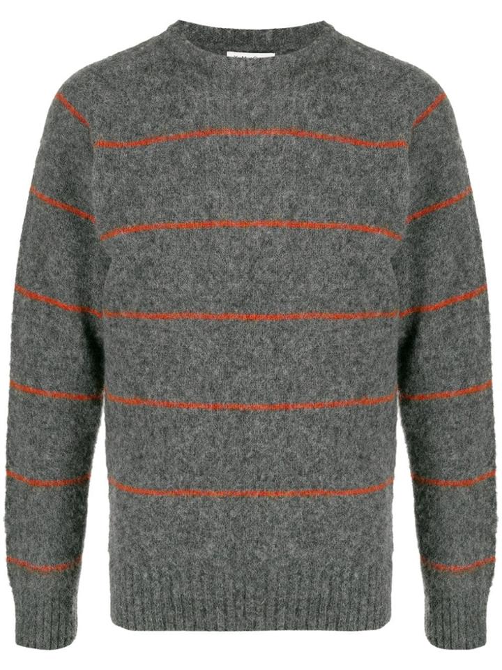 Ymc Striped Knitted Jumper - Grey