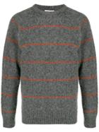 Ymc Striped Knitted Jumper - Grey