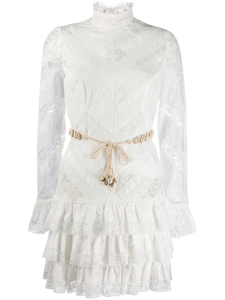 Zimmermann Lace Panel Tiered Dress - White