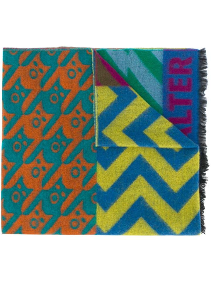 Walter Van Beirendonck Mixed Weave Patchwork Style Scarf - Green