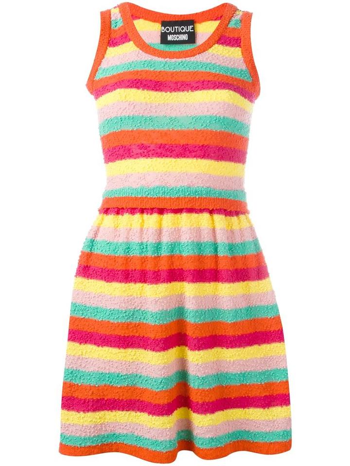 Boutique Moschino Striped Flared Knit Dress, Women's, Size: 42, Cotton/polyamide/other Fibers