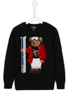 Ralph Lauren Kids Skiing Teddy Intarsia Jumper, Boy's, Size: 6 Yrs, Black