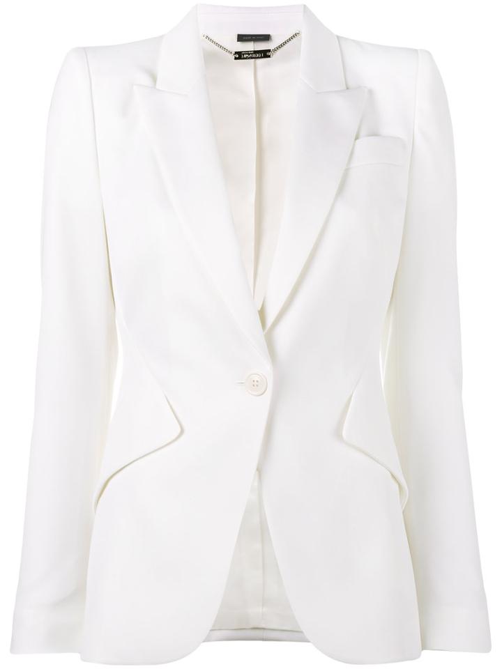 Alexander Mcqueen - Tailored Blazer - Women - Cupro/virgin Wool - 46, White, Cupro/virgin Wool