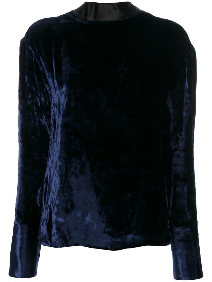 Maison Margiela Velvet Open Back Blouse - Blue