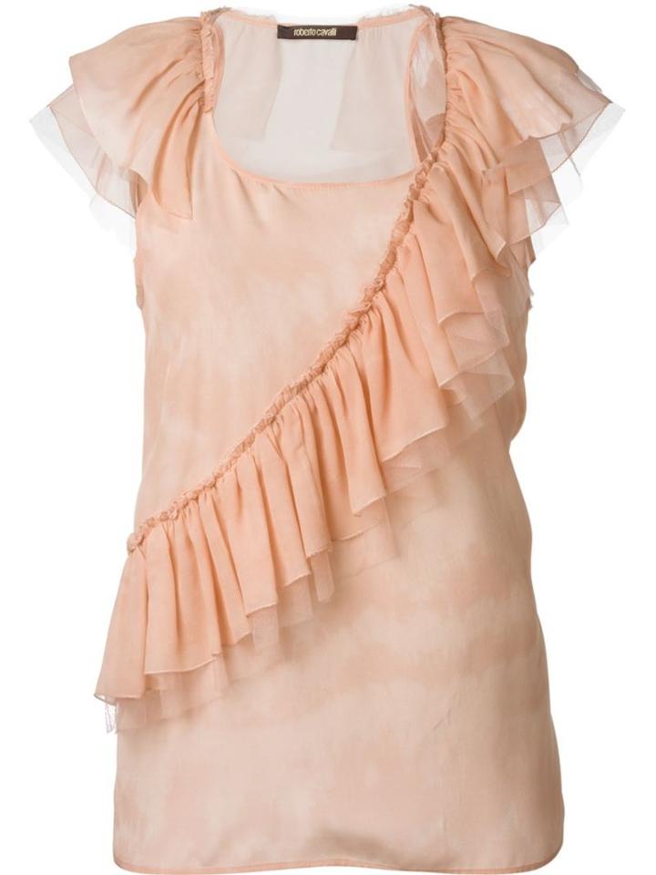 Roberto Cavalli Ruffle Detail Top, Women's, Size: 40, Pink/purple, Silk