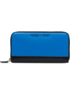 Prada Leather Zip-around Wallet - Blue