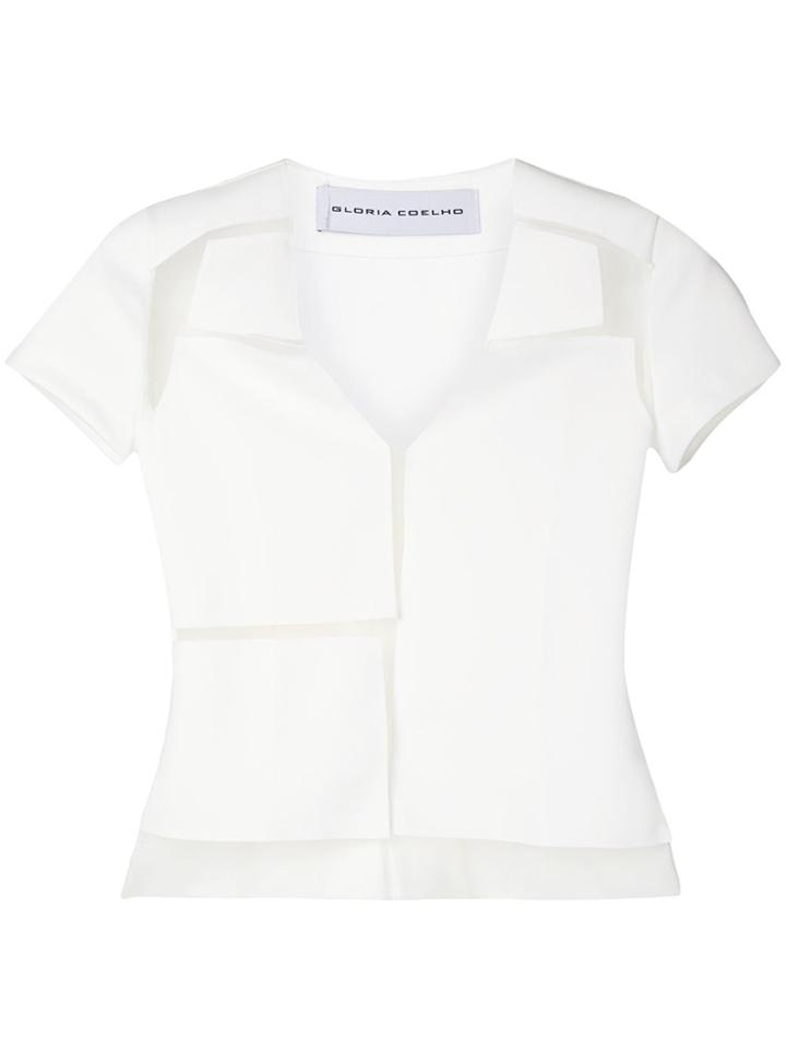 Gloria Coelho Geometric Panels Blouse - White