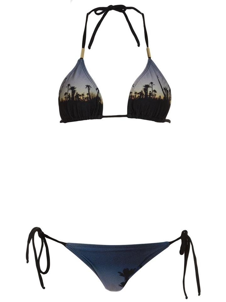 Brigitte Printed Triangle Bikini Set, Women's, Size: M, Blue, Polyamide/spandex/elastane