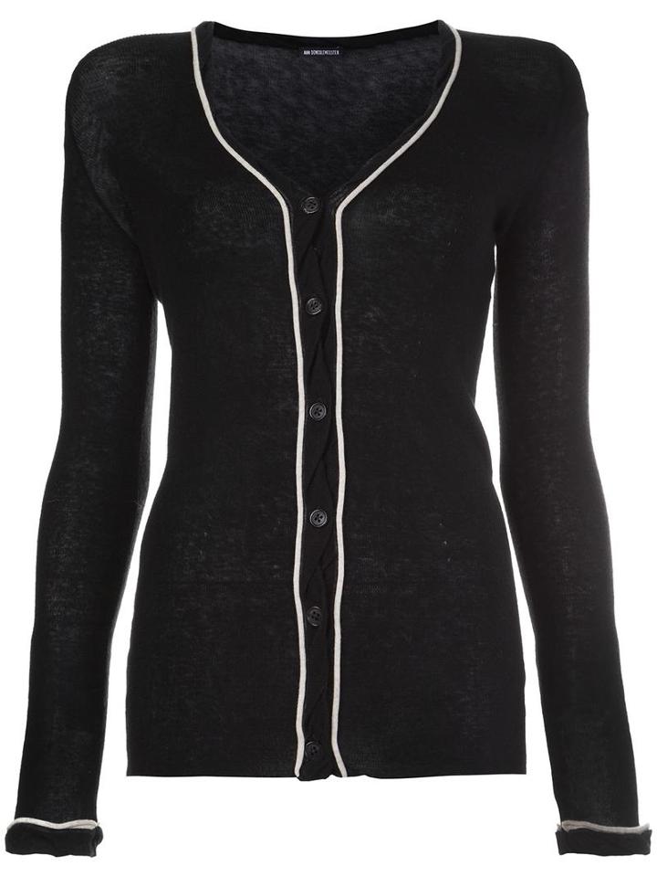 Ann Demeulemeester V-neck Cardigan, Women's, Size: 40, Black, Cotton/cashmere