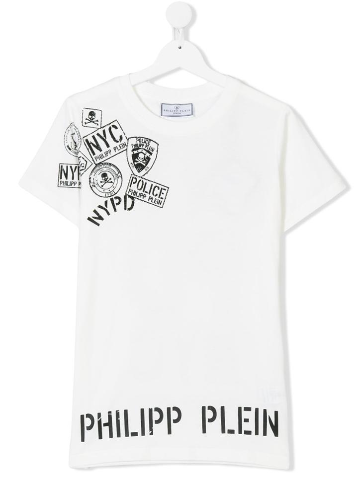 Philipp Plein Junior Graphic Print T-shirt With Stone Embellishments -