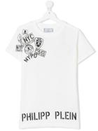 Philipp Plein Junior Graphic Print T-shirt With Stone Embellishments -