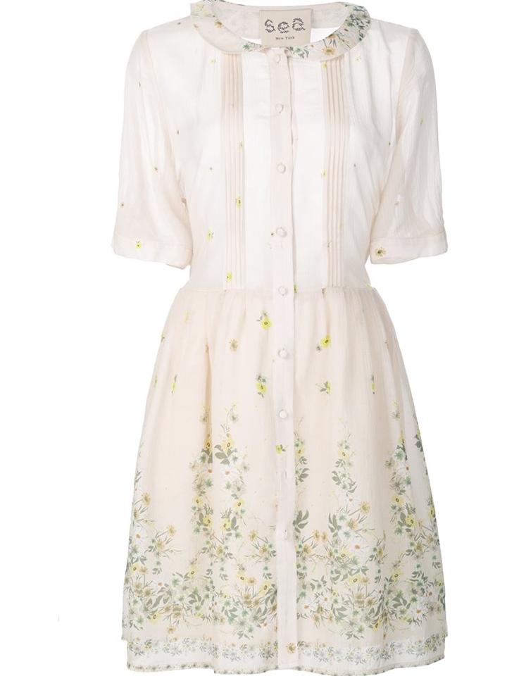Sea Floral Print Shirt Dress