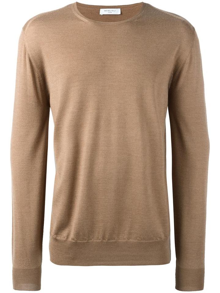 Boglioli Crew Neck Jumper, Men's, Size: Xxl, Nude/neutrals, Virgin Wool/silk/cashmere