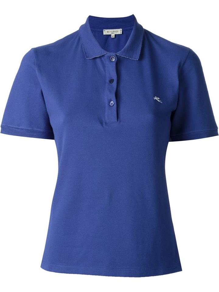 Etro Polo Shirt, Women's, Size: 44, Blue, Cotton/spandex/elastane