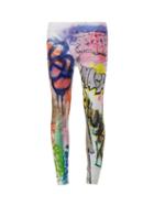 Faith Connexion Graffiti Print Skinny Trousers, Women's, Size: 34, White, Cotton/lamb Skin/spandex/elastane