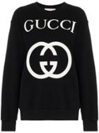 Gucci Logo Print Cotton Jumper - Black