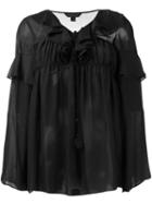 Rachel Zoe Ruffled Flared Blouse, Women's, Size: 4, Black, Silk