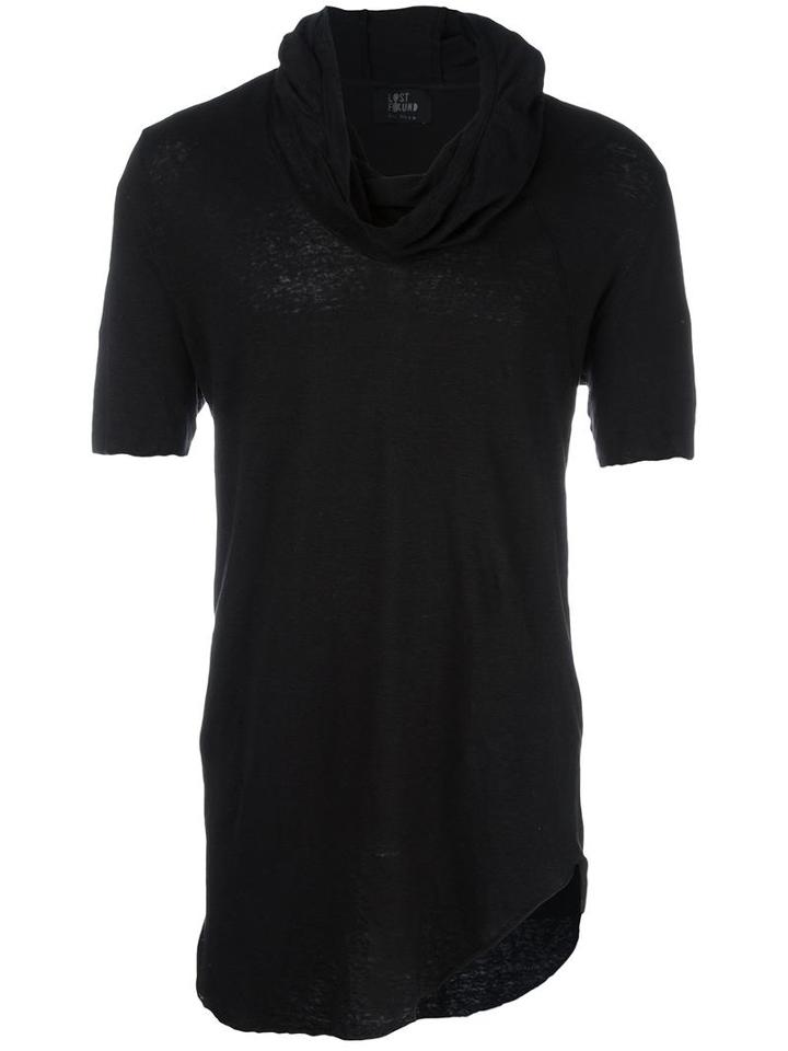Lost & Found Rooms Cowl Neck T-shirt, Men's, Size: Small, Black, Linen/flax/spandex/elastane