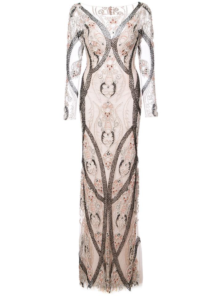 Patbo Hand Embellished Tulle Gown - Pink & Purple