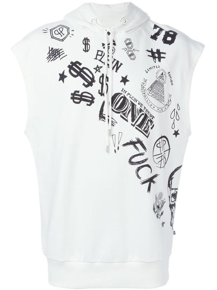 Philipp Plein Cash Hoodie, Men's, Size: S, White, Cotton