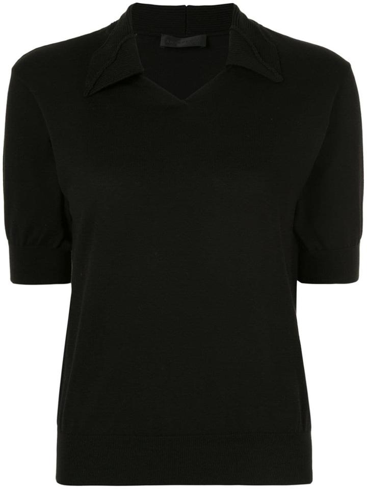 Anteprima Spread Collar Knitted Top - Black