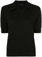 Anteprima Spread Collar Knitted Top - Black