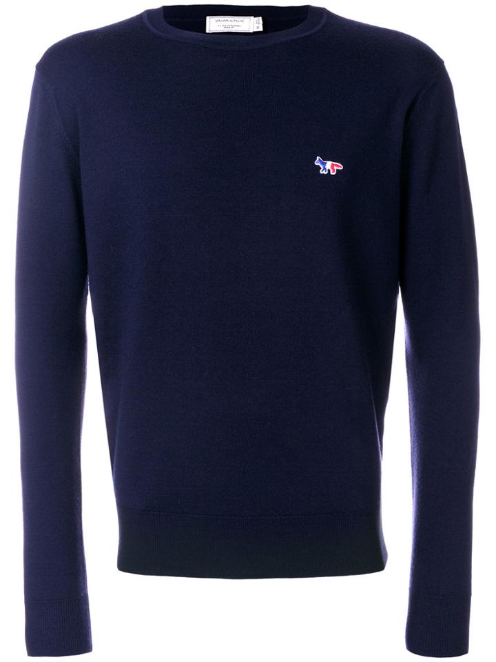 Maison Kitsuné Logo Embroidered Jumper - Blue