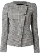 Emporio Armani Houndstooth Pattern Jacket, Women's, Size: 38, White, Viscose/polyester/cotton/polyester