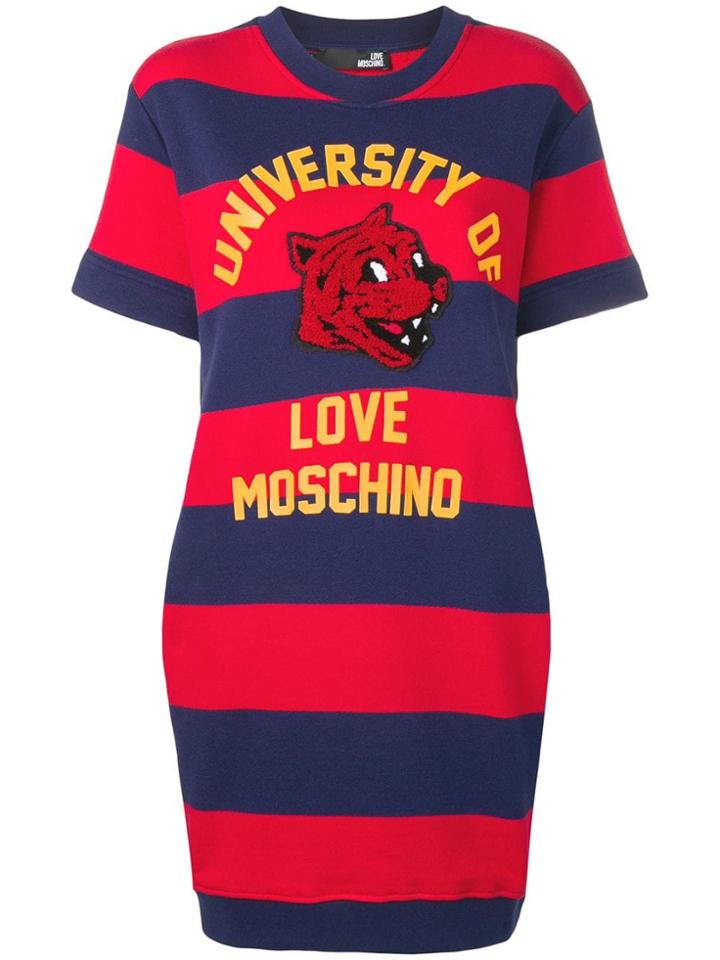 Love Moschino Striped T-shirt Dress - Red