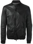 Jacob Cohen Zipped Leather Jacket, Men's, Size: 48, Brown, Leather/cotton