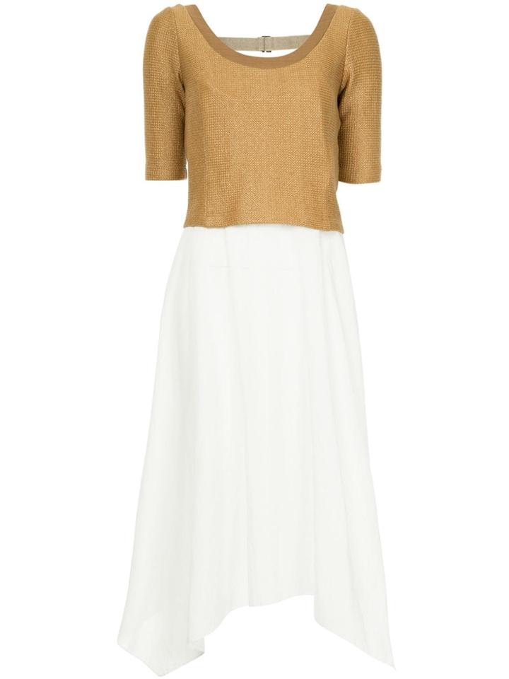 Muller Of Yoshiokubo Raffia Combination Dress - Brown