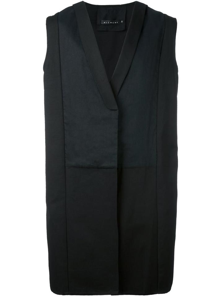 Alchemy Sleeveless Panelled Coat, Men's, Size: Medium, Black, Cotton/spandex/elastane