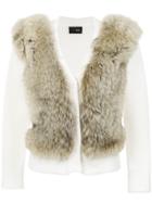 Andrea Bogosian Fur Trimming Cardigan - White